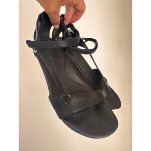 Teva Strappy Wedge Sandals Black Leather - US 7.5